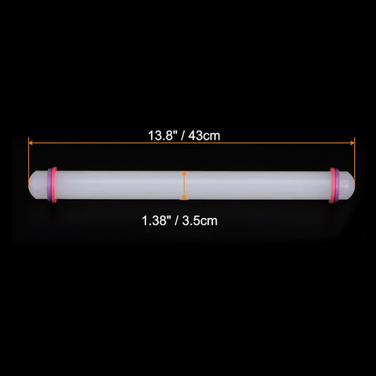 HARFINGTON 2pcs Fondant Rolling Pin with Rings PP 43cm x 3.5cm Non Stick for Baking, White