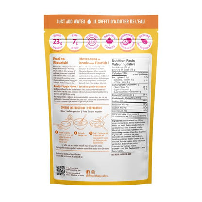Flourish Protein Pancake & Waffle Mix, with Whey Protein & Flax Seed, No Added Sugar, High in Protein & Fiber - Just Add Water - Buttermilk Flavour, 430 g (2 Pack) - Made in Canada