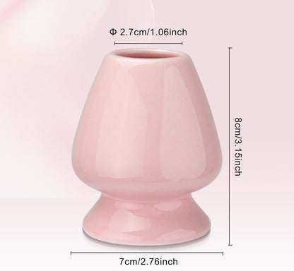 Matcha Tea Whisk Holder, 70mm Chasen Stand, Matcha Whisk Stand Ceramic Holder Chasen Stand fit for Traditional Japanese Tea Matcha Chasen Tea Set Accessories (pink)