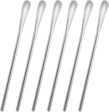 6-Pack 6.2" / 15.8cm Stainless Steel Long Handle Stirring & Mixing Spoon – Reusable Bar Tool for Coffee, Tea, Iced Drinks & Cocktails