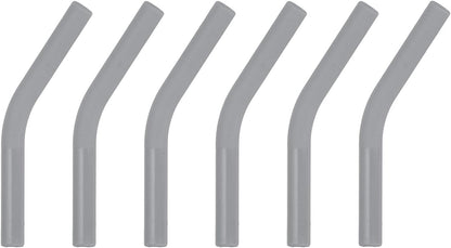uxcell 6Pcs Silicone Straw Tips, Silicone Straw Elbows Tip, Soft Reusable Metal Straw Covers Fit for 6mm/0.24" OD Stainless Steel Straws, Grey