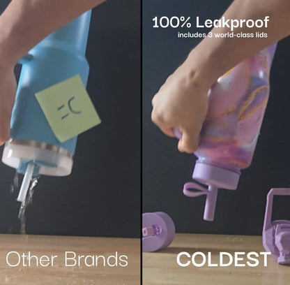Coldest 40 oz Tumbler with Handle and Straw - 100% Leak Proof Insulated Tumbler with Lid and Straw (3 Lids) - Stainless Steel Tumblers for Women & Men - Cup Holder Friendly Base, 36 oz (Lucky)