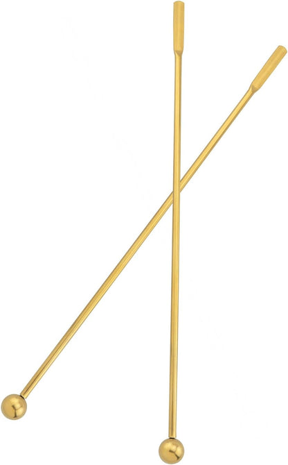 4PCS Stainless Steel Ball Stirring Stick Coffee Cocktail Drinks Milk Tea Bar Metal Stirrer Gold Length 7.5 inches