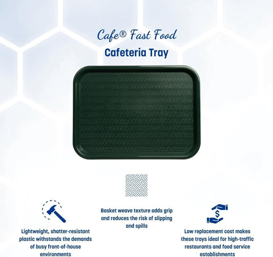 Carlisle FoodService Products Cafe Fast Food Cafeteria Tray with Patterned Surface for Cafeterias, Fast Food, And Dining Room, Plastic, 17.87 X 14 X 0.98 Inches, Forest Green