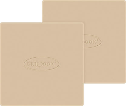 Unicook 2 PCS Pizza Stones Set, 12 Inch Square Pizza Stone for Oven and Grill, Cordierite Baking Pan for Crispy Crusts, Thermal Shock Resistant, Including Dough Scraper
