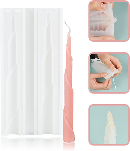 8 Pack Spiral Candle Mold Pillar Candle Cylinder Molds - 8 Style - Resin Casting Silicone Molds for Home Decor & Candle Making Wave Spiral Mold