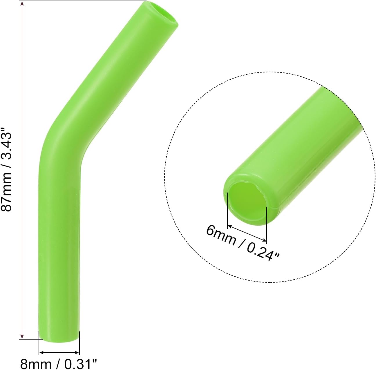 uxcell 12pcs Silicone Straw Tips, Silicone Straw Elbows Tip, Soft Reusable Metal Straw Covers Fit for 6mm/0.24" OD Stainless Steel Straws, Green