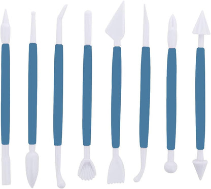 Marshmallow Fondant Cake Decorating Hand Tool 12 Pcs 5 Sets Sugarcraft Gumpaste Icing Smoother Rolling Pin Trimmer Cutter Embosser Flower Scissor Modelling Accessories Supplies Kit Blue