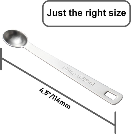 2PCS 1/6 Teaspoon(1/6tsp, 0.83ml) Single Tiny Measuring Spoon, Small Individual Stainless Steel Measure Spoons Only