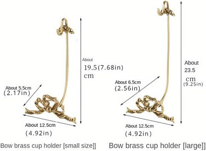 1Pcs Brass Teacup and Saucer Display Stand,Teacup Holder Stand for Display,Antique Coffee Cup Mug Holder for one Cup, Gold. (Small)