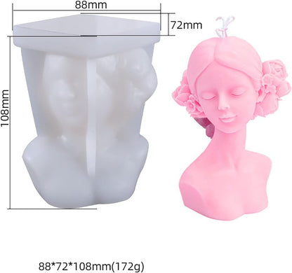 2 Pack Braid Girl Shape Portrait Candle Resin Mold - Resin Casting Silicone Molds for Home Decor & Candle Making Wave Spiral Mold
