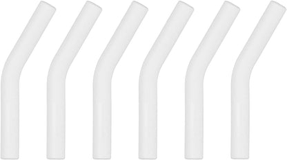 uxcell 6Pcs Silicone Straw Tips, Silicone Straw Elbows Tip, Soft Reusable Metal Straw Covers Fit for 8mm/0.31" OD Stainless Steel Straws, White