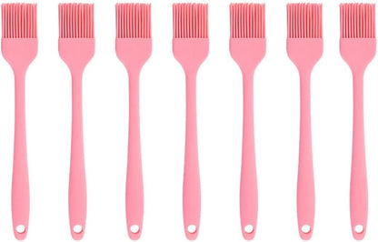 Silicone brush, Oil Brush for BBQ Kitchen Cooking Baking and Grilling（7 PCS,Pink)