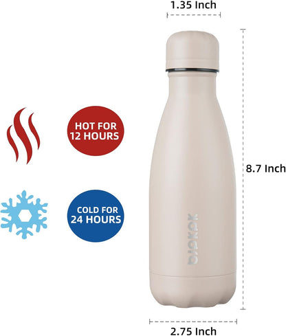 BJPKPK 12oz Small Water Bottle Stainless Steel Insulated Water Bottle for Travel,Apricot
