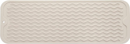 Silicone Dish Drying Mat for Multiple Usage,Easy clean,Eco-friendly,Heat-resistant Silicone Mat for Kitchen Counter,Sink,Bar,Bottle,or Cup Tapioca M 17 inches x 6 inches
