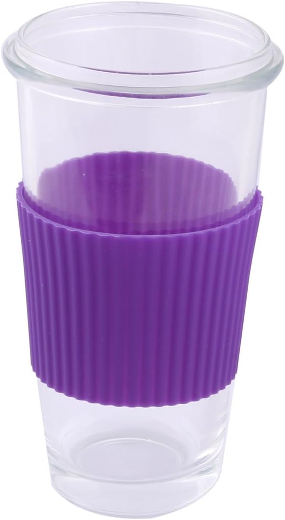 uxcell Silicone Nonslip Glass Bottle Mug Cup Sleeve Protector Cover Purple