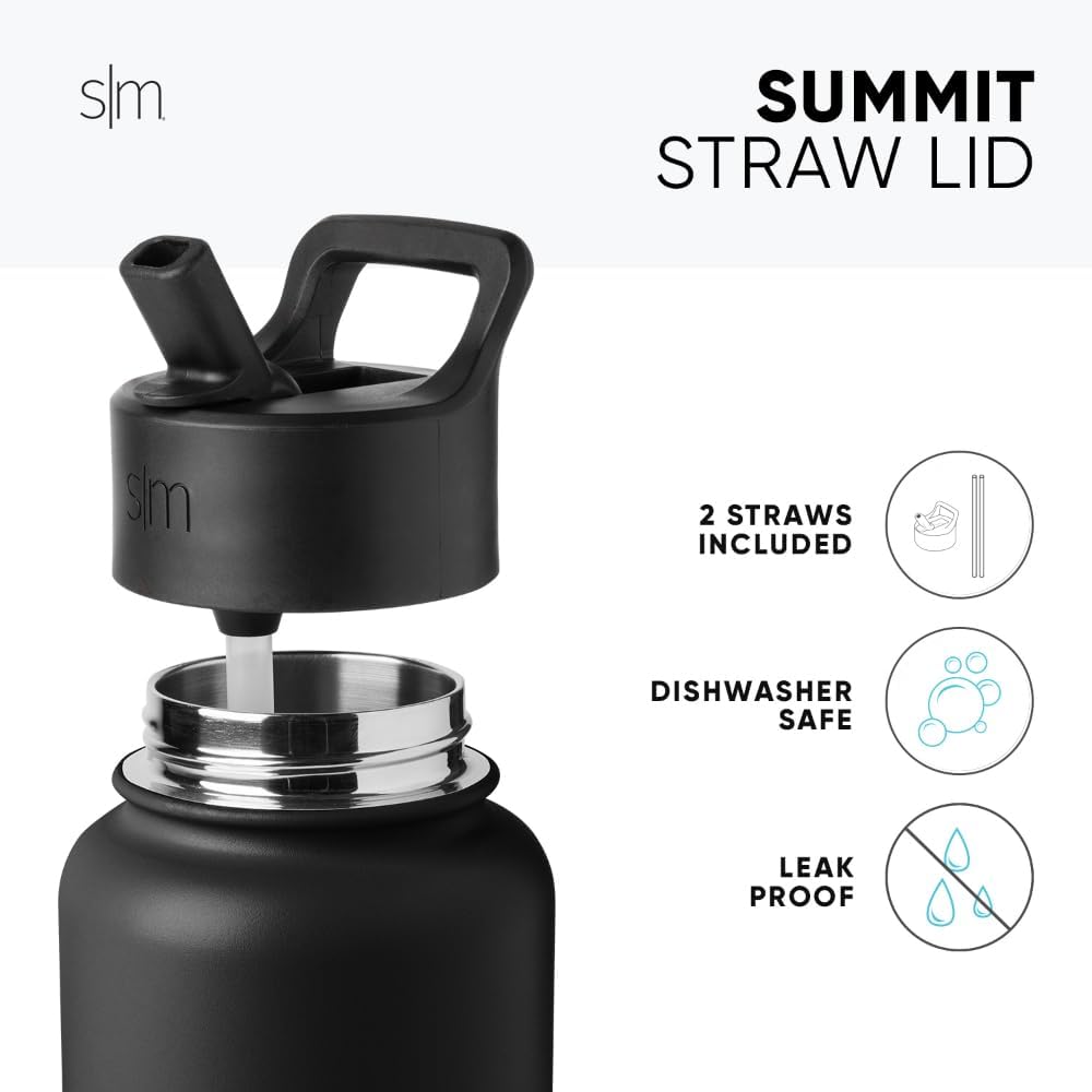 Simple Modern Water Bottle with Straw Lid Vacuum Insulated Stainless Steel Metal Cup Bottles | Reusable Leak Proof BPA-Free Flask for Gym, Travel, Sports | Summit Collection | 22oz, Almond Birch