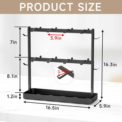 Coffee Mug Holder for Countertop 20 Hooks Mug Tree Rack 2 Tier Counter Cups Mugs Display Stand with Heavy Duty Metal Storage Base for K Cup Kitchen Tea Coffee Bar