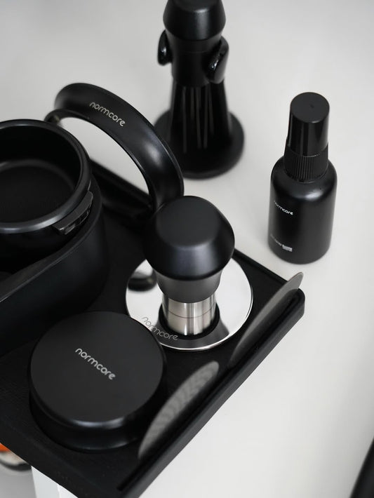 Normcore 57.5mm Coffee Tamper V4.1 Mini, Spring-Loaded with Click Feedback, 304 Stainless Steel Flat Base, Compatible with Lelit Anna Portafilter, Black