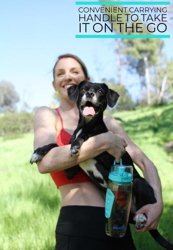 AquaFrut 32 OZ Fruit Infuser Water Bottle BPA-Free Fruit Infusion Sports Bottle - Flip Top Lid w Drinking Spout, Leak Proof, Made of Durable Tritan. Free Recipe eBook! (Black)