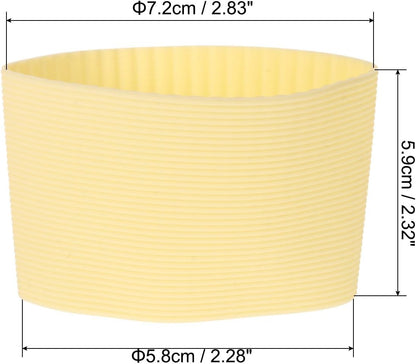 uxcell 3Pcs Coffee Cup Sleeve, Silicone Cup Sleeve Non-slip Glass Water Bottle Mug Sleeves Yellow