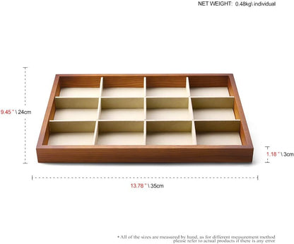 Oirlv 12 Grids Wood Jewelry Organizer Tray Stackable Jewelry Drawer Tray Bracelet/Watch Showcase Display Storage(Creamy-white)