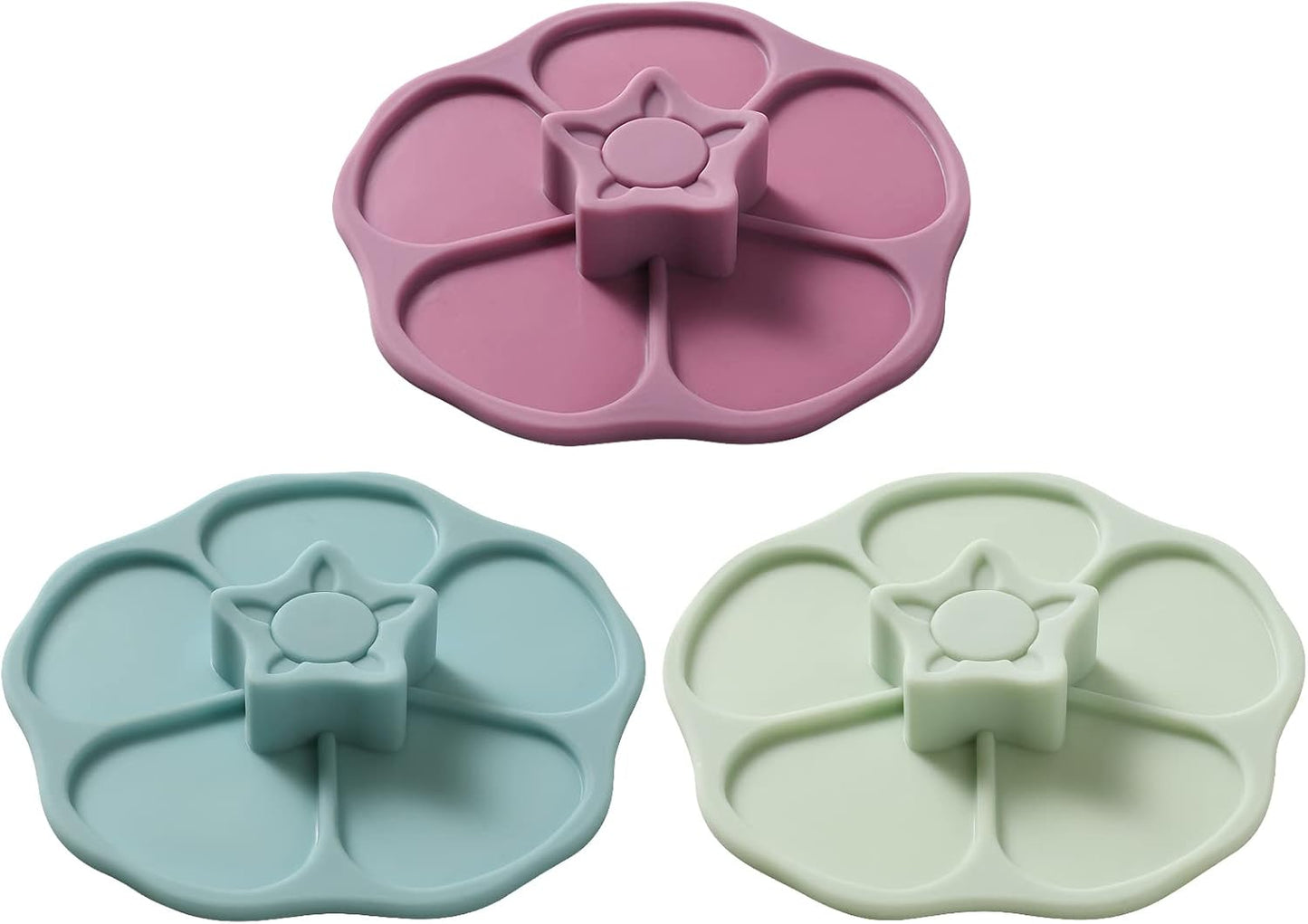 Petal Silicone Cup Covers (Set of 3) ， Multicolored Silicone Lids for Mugs, Cups, Tea Pots,Flexible Mug Covers，Hot Cup Lids for Coffee & Tea