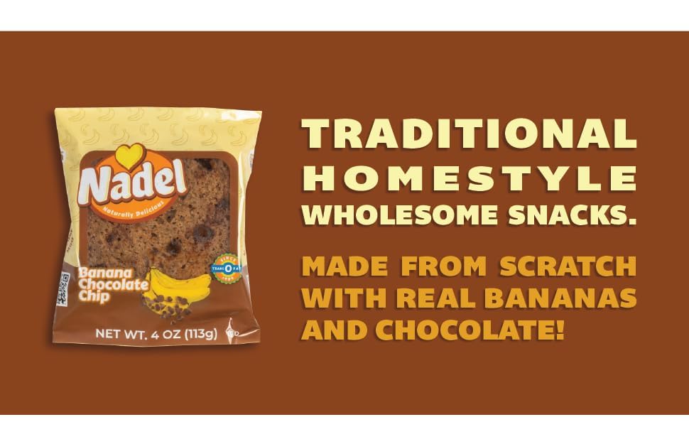 Nadel - Naturally Delicious Sweet Breads Variety Pack (Banana Chocolate Chip, Vanilla Pound Cake, Apple Spice, Pumpkin Spice). (8 Pack, 2 Breads Per Flavor)