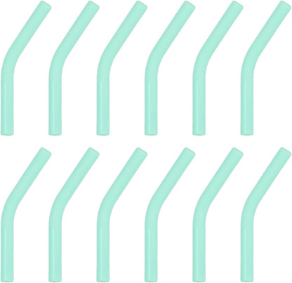 uxcell 12Pcs Silicone Straw Tips, Silicone Straw Elbows Tip, Soft Reusable Metal Straw Covers Fit for 6mm/0.24" OD Stainless Steel Straws, Mint Green