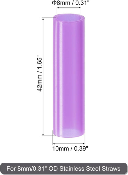 uxcell 20Pcs Silicone Straw Tips, Metal Straw Covers, Soft Reusable Straws Tips Fit for 8mm/0.31" OD Stainless Steel Straws (Purple)