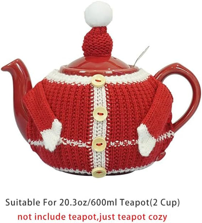 Tea Cozy Suitable for a 600ml,20oz Tea Pot,Teapot Warmer -100% Acrylic Fibers Filling,Two Piece (Christmas)