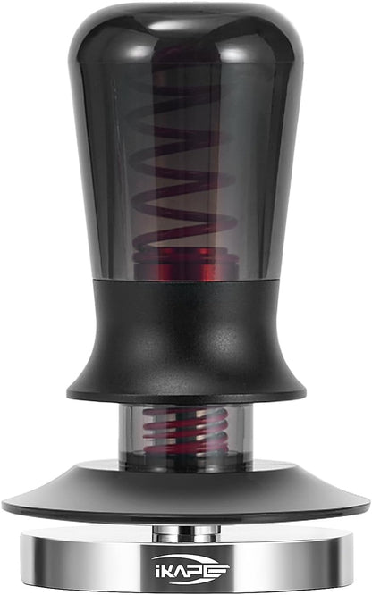 IKAPE 51MM Semi-Transparent Espresso Coffee Tamper, Spring-loaded Calibrated Tamper with Premium Flat Stainless Steel Base, Compatible with All 51mm Bottomless Portafilters(New Upgrade)