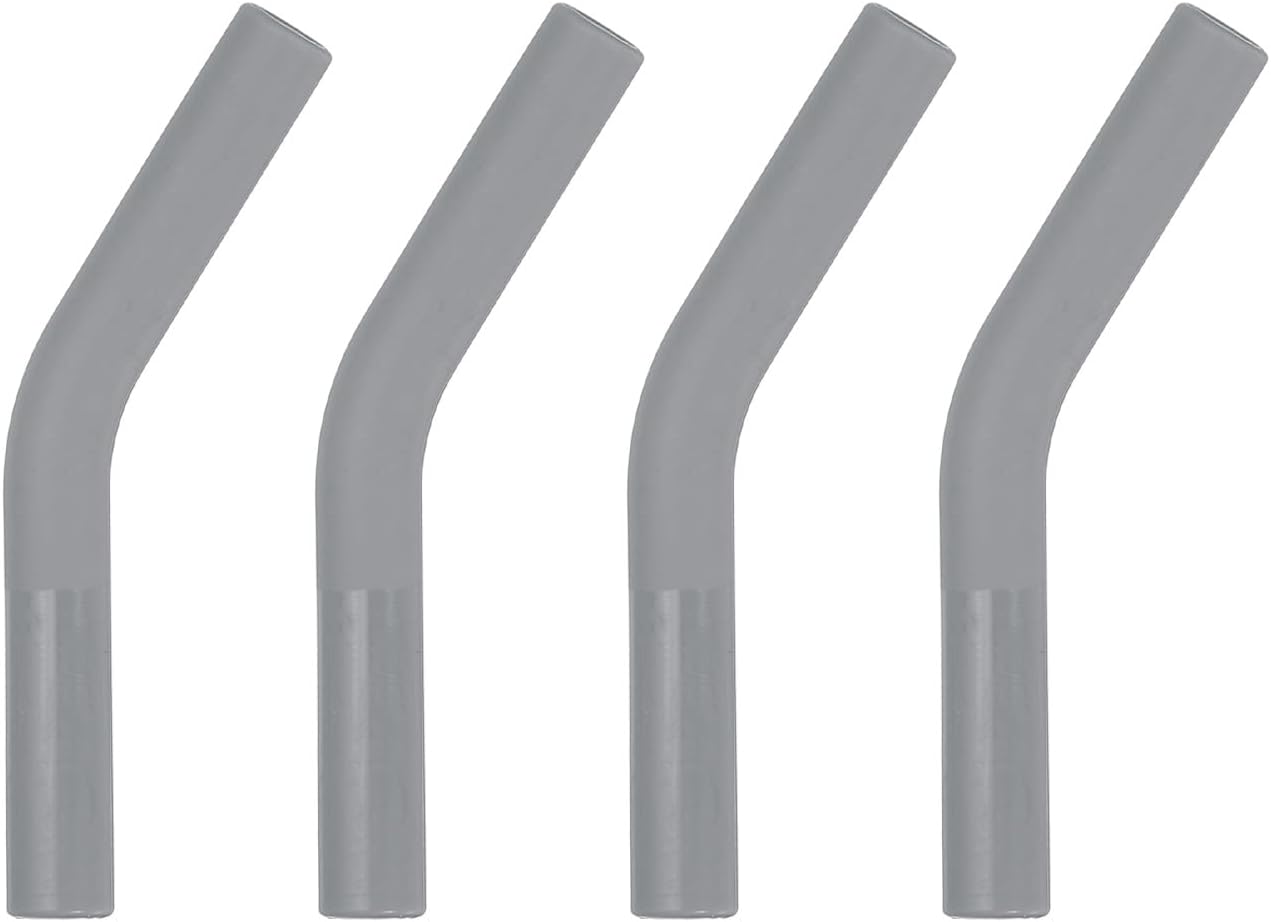 uxcell 4Pcs Silicone Straw Tips, Silicone Straw Elbows Tip, Soft Reusable Metal Straw Covers Fit for 8mm/0.31" OD Stainless Steel Straws, Grey