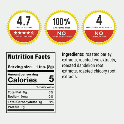 25 Individual Servings of Original Dandy Blend Instant Herbal Beverage with Dandelion, 2.5 oz Box