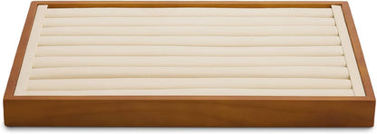 Oirlv 8 Line Wood Ring Storage Tray Jewelry Drawer Organizer Showcase Ring Earrings Display Holder(Creamy-White)