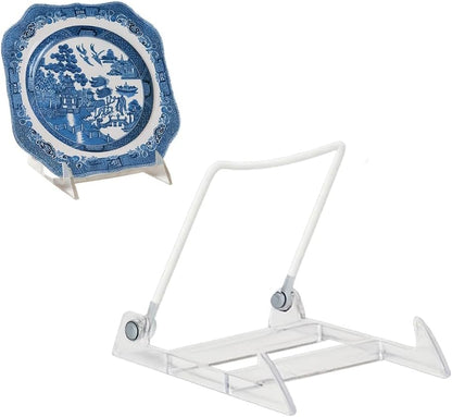 KINGDOM SOLUTIONS MADE IN USA 2-Pack Adjustable Acrylic Easels - Plate Stand - Sturdy Book Stand for Art, Pictures, Plates, Frames - Unique on the Market