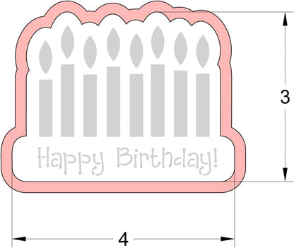 Birthday Cookie Cutter and Stencil Set Bundle Kit PYO Cookies Paint Your Own Diy Bakery Fondant Sugar Happy Birthday Wedding Baby Candle Kids Painting Coloring Pages Comb (Candle)