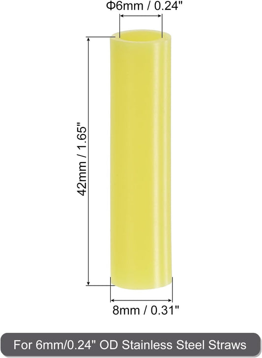 uxcell 20Pcs Silicone Straw Tips, Metal Straw Covers, Soft Reusable Straws Tips Fit for 6mm/0.24" OD Stainless Steel Straws (Yellow)