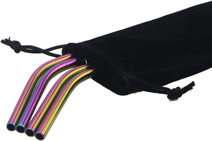 Gugrida Stainless Steel Straws 8.5" - 4 Pack - Multicolor - Eco-Friendly - Durable & Versatile - Easy to Clean - Portable Idea