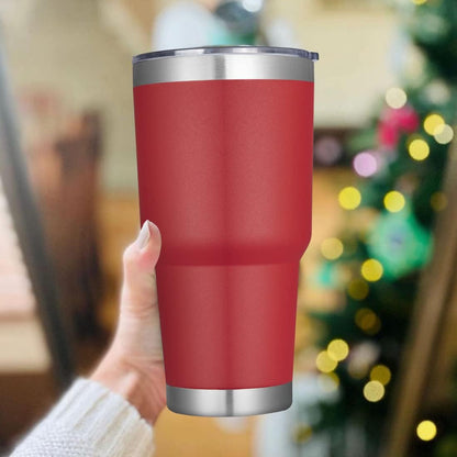 DOMICARE 30 oz Tumbler with Lid and Straw, Stainless Steel Tumblers Bulk, Insulated Vacuum Double Wall Travel Coffee Mug, Durable Powder Coated Tumbler Cup (Red, 1)
