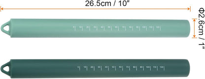 HARFINGTON 2pcs Silicone Rolling Pin 10" Stainless Silicone Surface Non-Stick Stainless Steel Inner Core Dough Roller Kitchen Roller for Baking Pastry Pizza Fondant Bread, Green,Dark Green