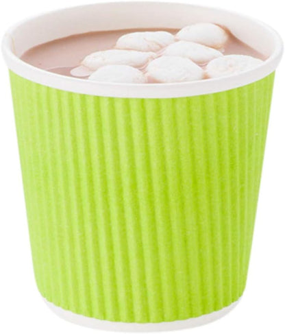 Restaurantware-4 Ounce Disposable Coffee Cups, 500 Ripple Wall Hot Cups For Coffee - Lids Sold Separately, Rolled Rim, Green Paper Insulated Coffee Cups, For Hot Coffee, Tea, And More