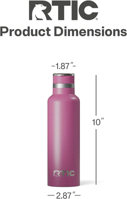 RTIC 20oz Journey Bottle Metal Stainless Steel Vacuum Insulated, BPA Free, Reusable, for Water, Hot and Cold Drinks, Travel, Sports, Camping, Orchid