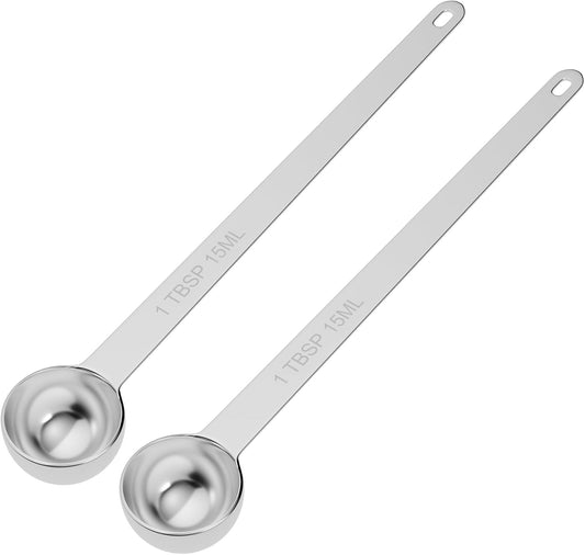 2PCS 1Tbsp(3tsp, 15ml) Extra Long Handle Measuring Spoon, Single Stainless Steel Individual Measure Scoop Only