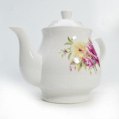 European Style Porcelain Teapot, Coffee Tea Water Pot Vintage Ceramic Kettle (42oz)