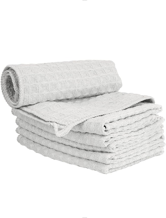 watchget Barista Micro Cloth 6 Pack, Microfiber Barista Cleaning Towels Microfiber Waffle Weave Kitchen Dish Cloth Coffee Bar Towel Coffee Machine Cleaning Cloth, Light Grey(12"x12")