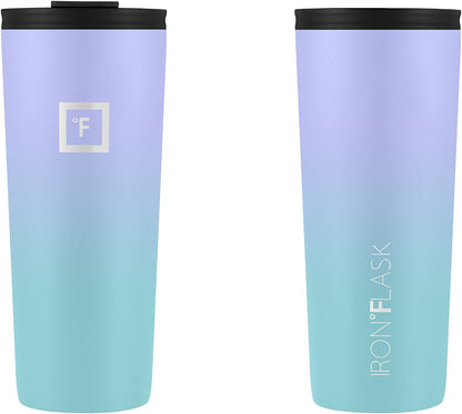 IRON °FLASK Classic Tumbler - Vacuum Insulated Stainless Steel Water Bottle, Double Walled, Drinking Cup, Insulated Travel Mug (Cotton Candy, 24 oz Solid Lid)