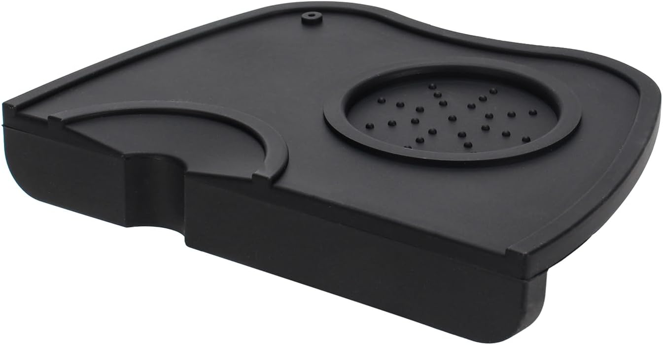 DIBTSA Espresso Tamping Mat, Silicone Coffee Tamper Mat with Corner Edge Tamp Support Station for Countertop, Barista Tools, Espresso Accessories, Medium, Black