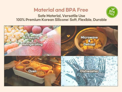 Microwave Silicone Steamer for Baby Food, Made In Korea, Oven & Dishwasher Safe to 482°F, Easy Clean, Microwave Pot with Handle & Lid, 100% Food Grade Steamer Bowl (Terracotta Rose, 550ml + 800ml set)