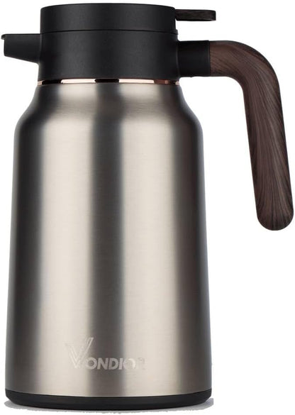 Vondior Coffee Carafe 65oz - 36 Hours Thermal Coffee Thermos- Insulated 304 Stainless Steel Hot Beverage Dispenser - Coffee Carafes For Keeping Hot/Cold Coffee, Tea, Water, Drink Dispenser for Parties